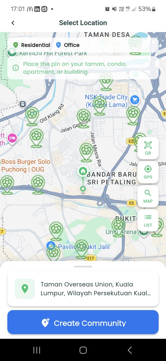 Weplace community screen