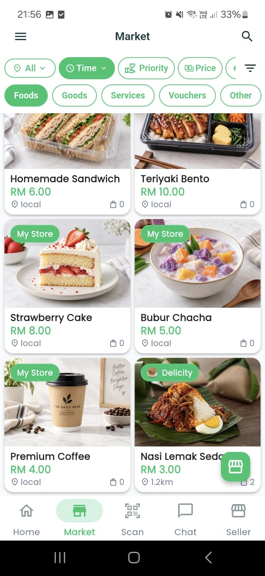Weplace marketplace screen