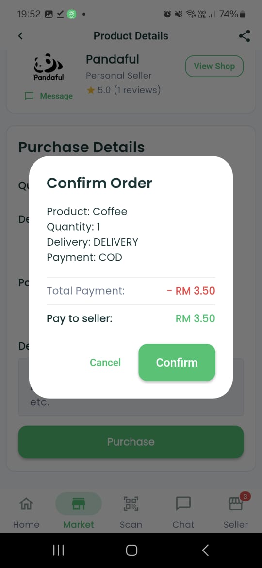 Weplace seller app screen