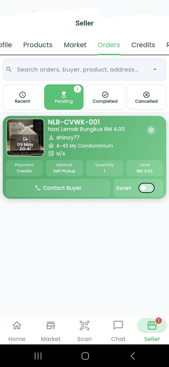 Weplace seller app screen