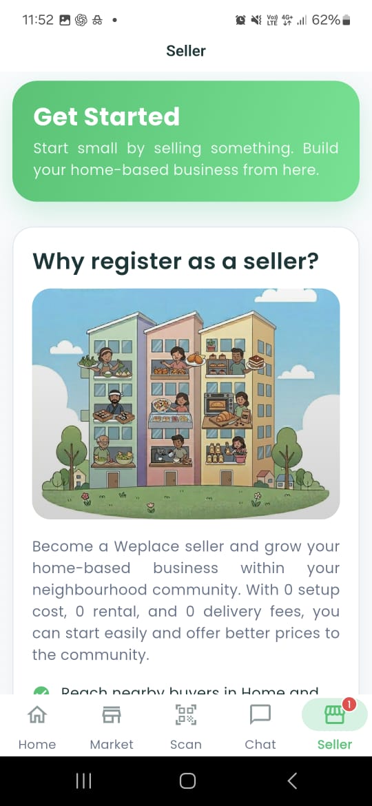 Seller registration screen