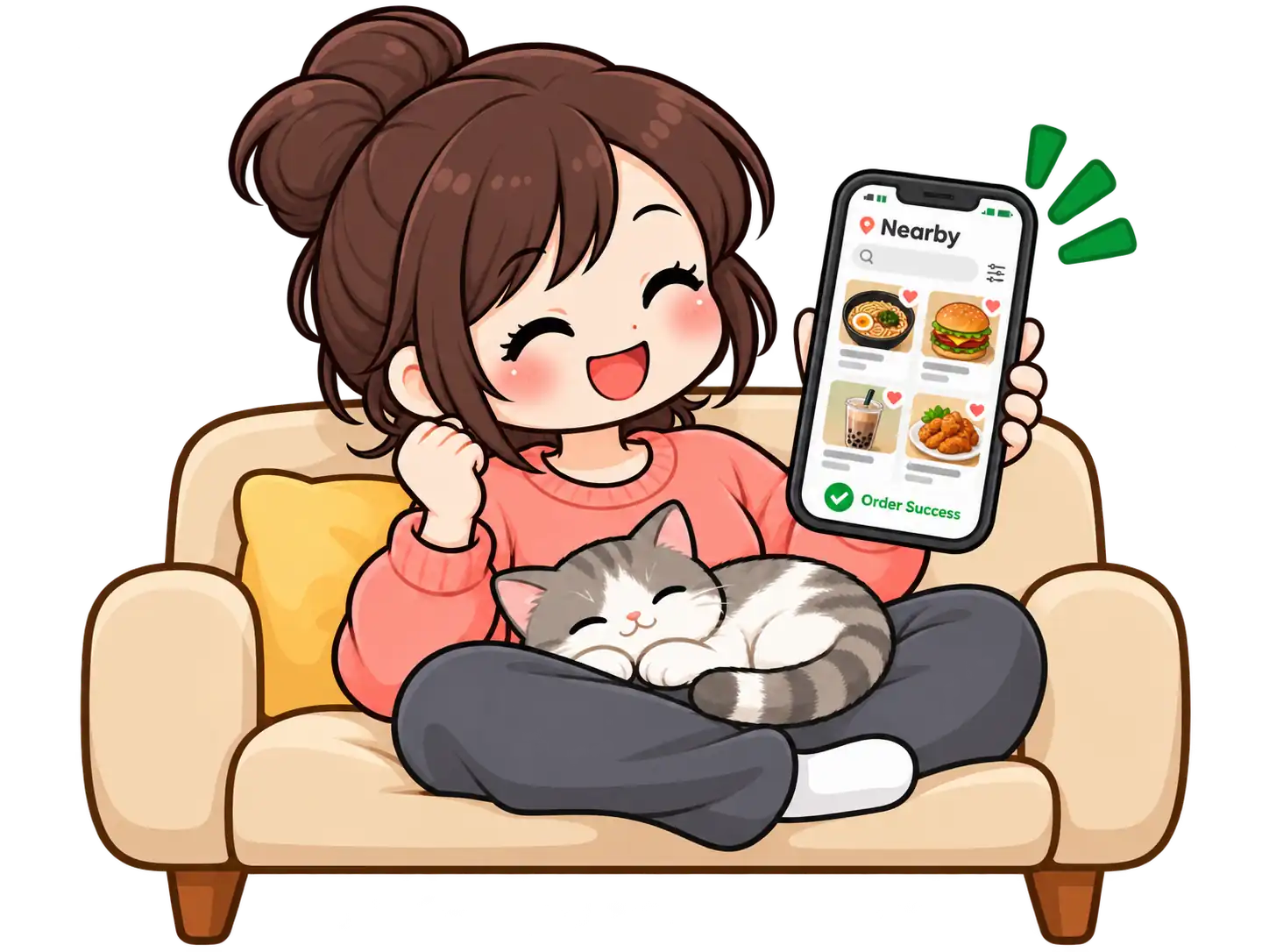 A buyer browses and orders items from a nearby seller